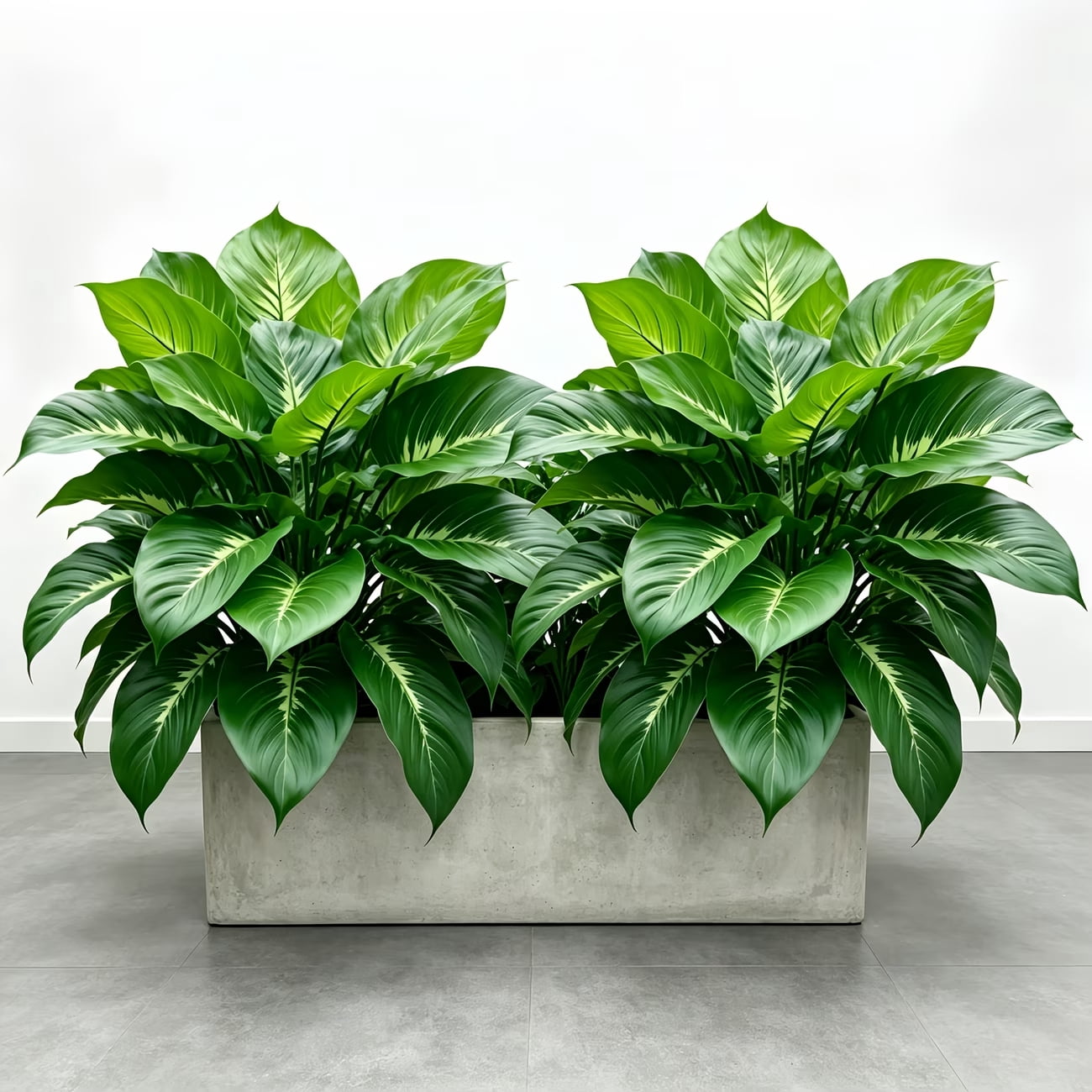 2 Large Realistic Artificial Green Plants Lifelike Tropical Style Lush Green Leaves Perfect for Indoor Outdoor Ground Decoration Home Garden Courtyard Durable Plastic Material No Maintenance Required