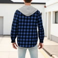 thumbnail image 4 of LNWUY Men's Flannel Hoodie Shirts Casual Button Down Plaid Shirt Jackets for Men Long Sleeve Stylish Hooded with Pocket Blue XXL, 4 of 7