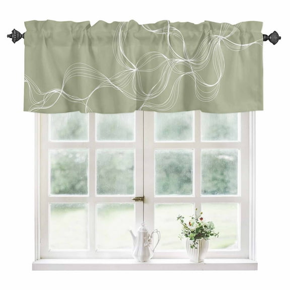 Sage Green Kitchen Valances for Windows 42x12 Inch Kitchen Curtains Valances Rod Pocket Minimalist Abstract Modern White Art Bathroom Window Valances for Window Treatment Decor