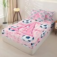 thumbnail image 2 of Manfei Pink 3D ABC Print A Zipper Twin Comforter Sets with Fitted Sheet and 2 Pillowcases,Cute Coquette Bow Zipper Bedding Set,Pink Reversible,4-Piece, 2 of 7