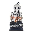 thumbnail image 2 of AZXY Halloween Decorations Skeleton Wooden Pumpkin Tabletop Sign, Halloween Decor, Halloween Pumpkins, Halloween Indoor Decor, Halloween Party Decor, Striped Polka Dot Table Ornament for Home Display, 2 of 7