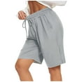 thumbnail image 2 of Shorts for Women Women's Sports Comfortable Elastic Waist Drawstring Shorts Womens Shorts Clearance! Light Gray 2XL, 2 of 5