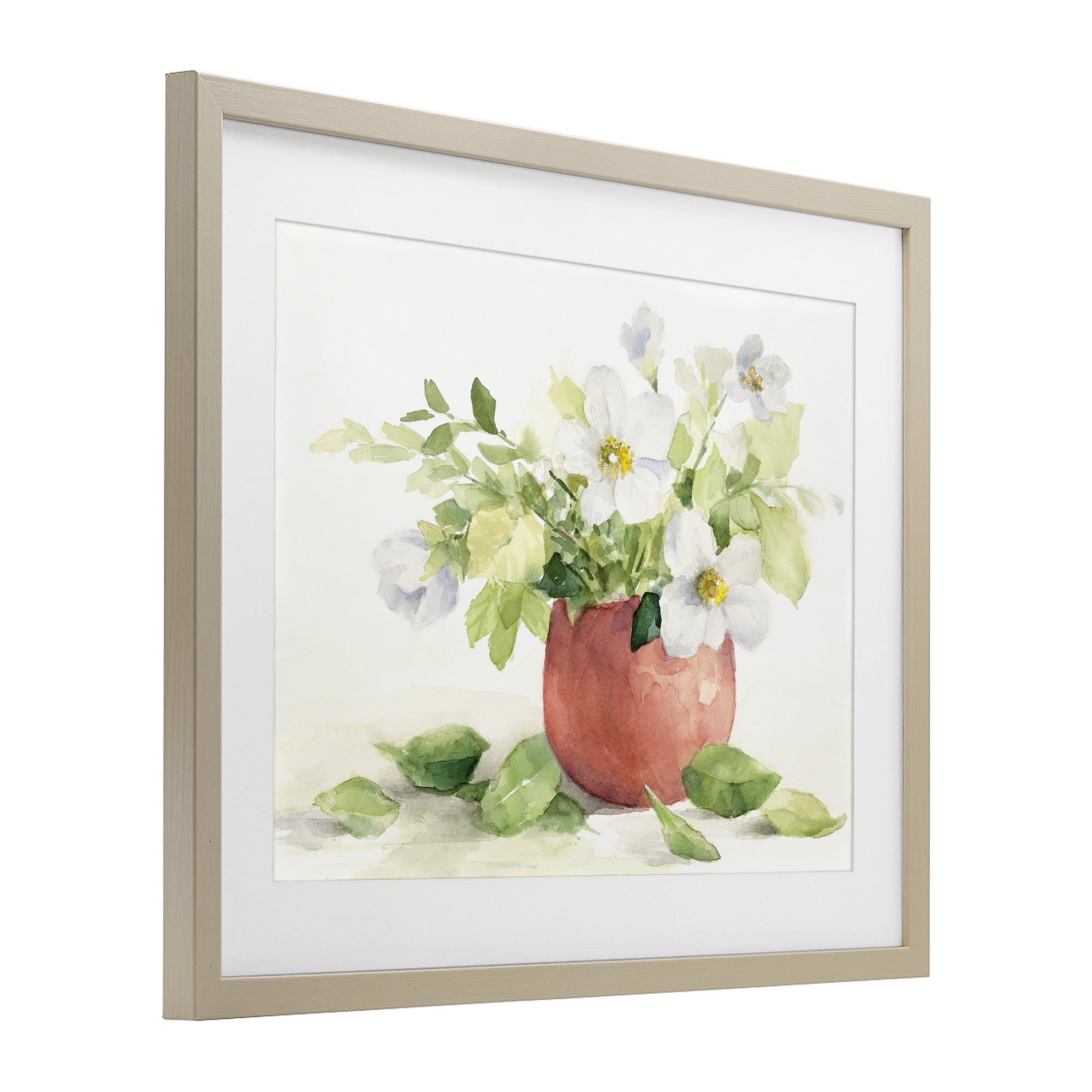 Stupell Industries White Anemones in Copper Vase Birch Framed Print Under Glass, design by Lanie Loreth