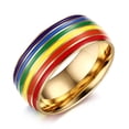 thumbnail image 4 of Anillo de acero inoxidable con bandera de arcoíris, anillo de arcoíris, anillo de titanio, pulsera, 4 of 5