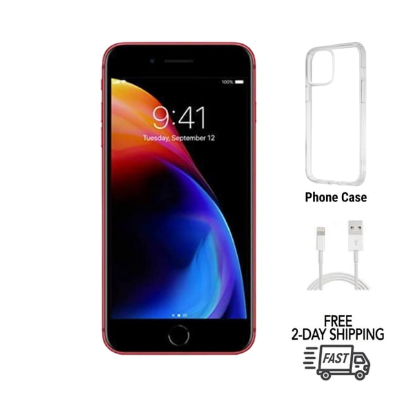 Restored Apple iPhone 8 (Unlocked) 64GB Red (A1863) Bundle with Clear Phone Case (Refurbished)