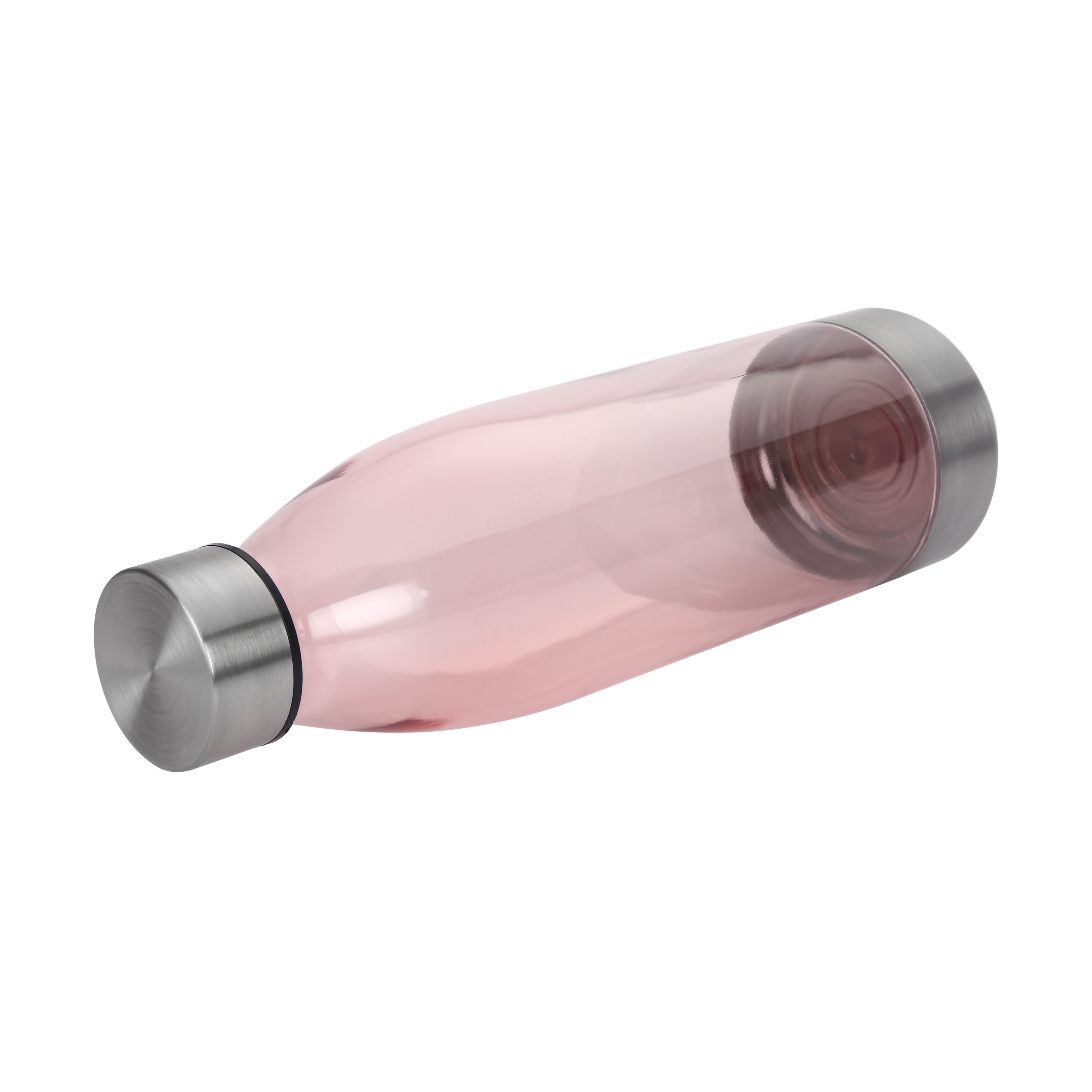 Mainstays 22 oz Plastic Water Bottle with Stainless Steel Base and Cap, Pink