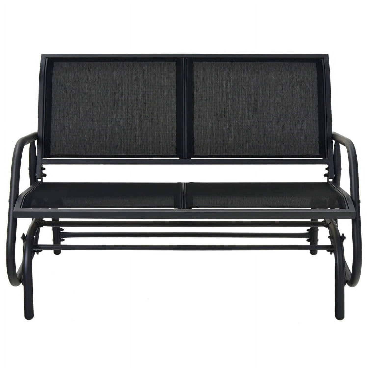 Aimee Lii Double Chair Outdoor, Patio Glider Bench, Porch, Backyard, Sturdy, Black Aimee Lii Double Chair Outdoor, Patio Glider Bench, Porch, Backyard, Sturdy, Black