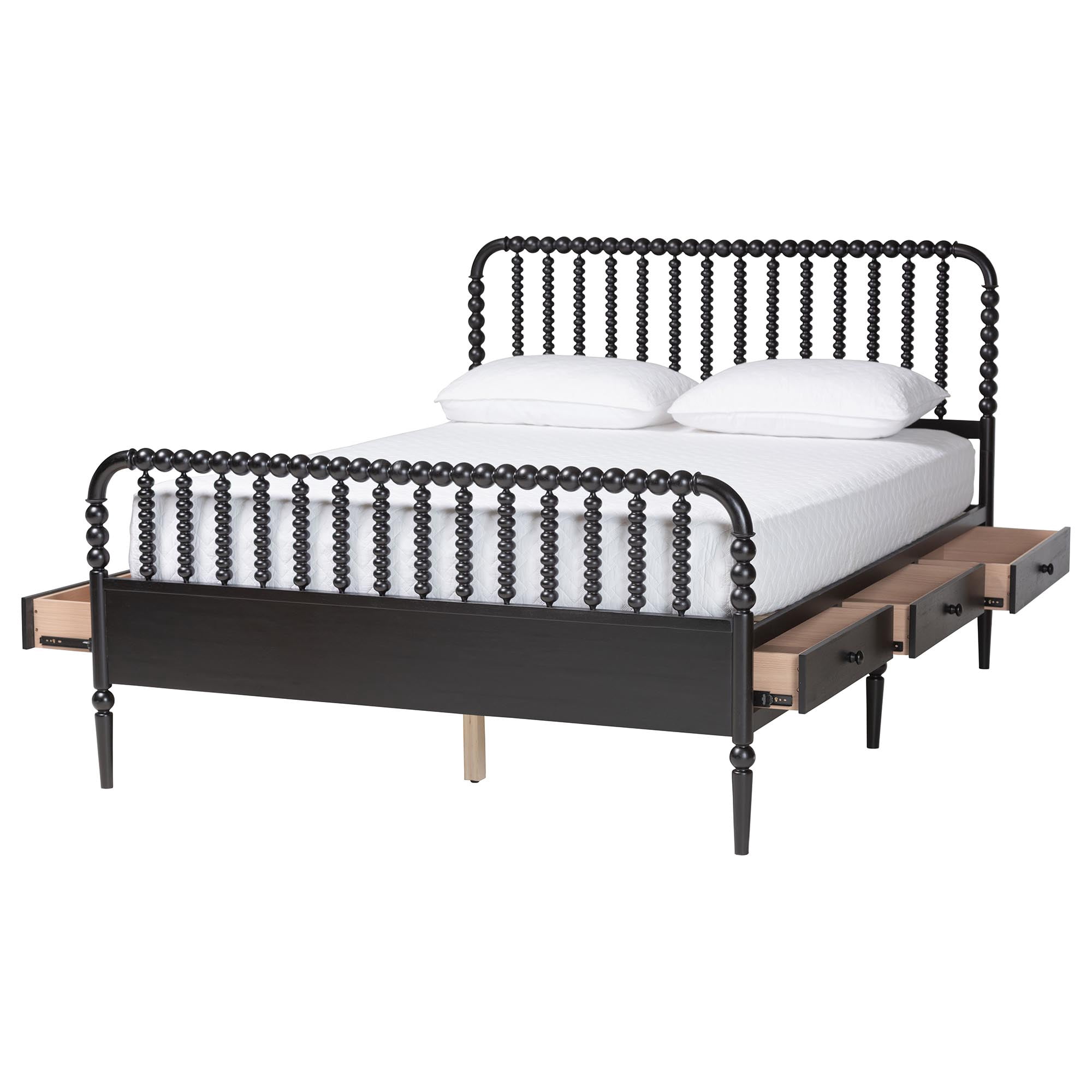 Baxton Studio Lucera Mid-Century Modern Platform Bed, Full, Black