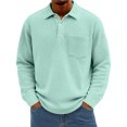 thumbnail image 2 of Lumtrix Waffle Long Sleeve Polo Shirts for Men Big and Tall Golf Shirt Casual Collared Button Down T Shirts Knit Tops With Pocket Light Green 4XL, 2 of 5