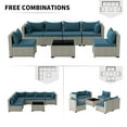 thumbnail image 2 of MRUAKA 7 Pieces Patio Conversation Set, Outdoor Sectional PE Rattan Wicker Furniture Seat,Peacock Blue, 2 of 7