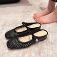 thumbnail image 2 of Women's Woven Mesh Mary Jane Mules Flats Closed Square Toe Slip-On, 2 of 7