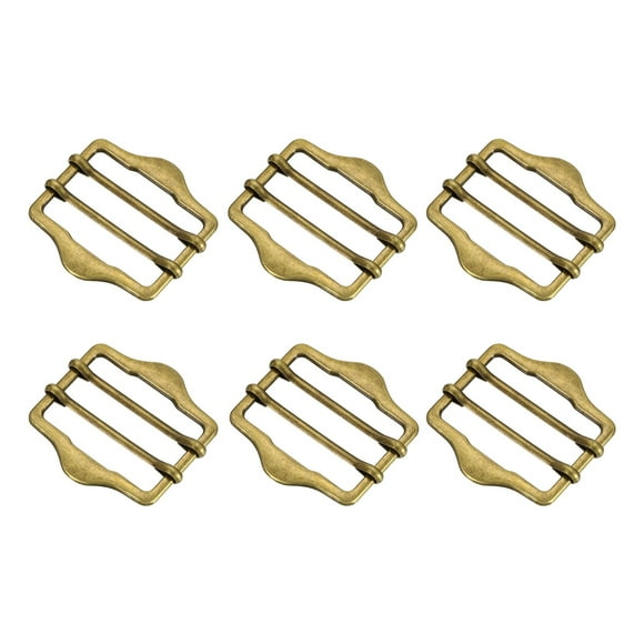 Lot de 6 Boucles Coulissantes en Métal, Sangle Double Broche 35mm Ajusteur de Rouleau, Tendeur de Boucle Coulissante pour Ceinture de Costume Sacs en Tissu Pièce de Rechange, Bronze