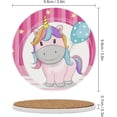 thumbnail image 3 of SKYSONIC Round Drink Coasters 2 Pcs Cute Unicorn with Balloons Absorbent Ceramic Coaster with Cork Base for Coffee Cups for Home Decor, 3 of 6