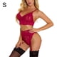 thumbnail image 1 of Conjunto de ropa interior sexy Sujetador de encaje floral Panty Ropa de dormir para mujer Regalo, Rojo vino, S tholdsy XX000056-02, 1 of 7