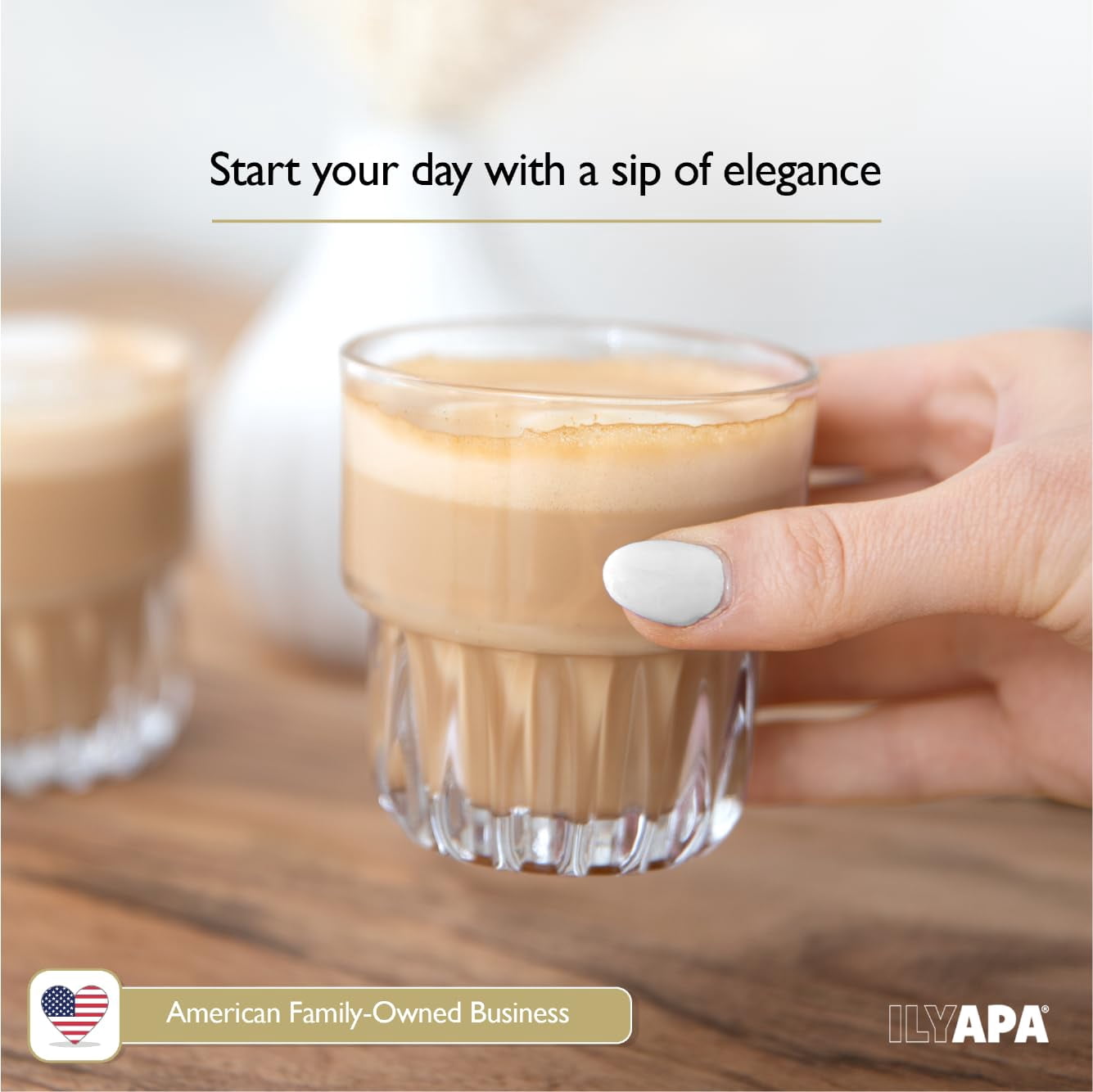 Ilyapa Cortado Glasses 4.5 oz Double Shot Glasses - Set of 4 Gibraltar Rock Glass Espresso Cups, Coffee Barista, 4.5 Ounce Espresso Shot Glass for wedding, Parties and More