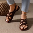 thumbnail image 6 of Viluyesy Womens Flat Sandals, Low Heels Square Toe Slingback Summer Fashion Casual Bohe Shoes Brown US9.5, 6 of 9