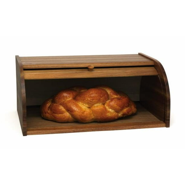 Lipper International Acacia Roll Top Bread Box