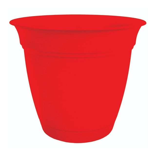 HC Companies ECA06000 6 Inch Eclipse Planter w/ Attached Saucer, Strawberry Red