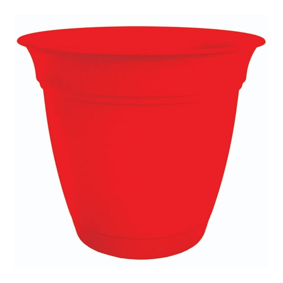 HC Companies ECA08000 8 Inch Eclipse Planter w/ Attached Saucer, Strawberry Red