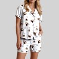 thumbnail image 4 of felwors Funny Graphic Pajamas for Women Set Button Down Short Sleeve Top and Shorts Pjs Sets Sleepwear Khaki, XXXL, 4 of 6