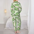 thumbnail image 5 of Kll Cute Crocodile Print Women'S Long Sleeve Pajamas With Pants Sleepwear Loungewear 2 Set-Medium, 5 of 9