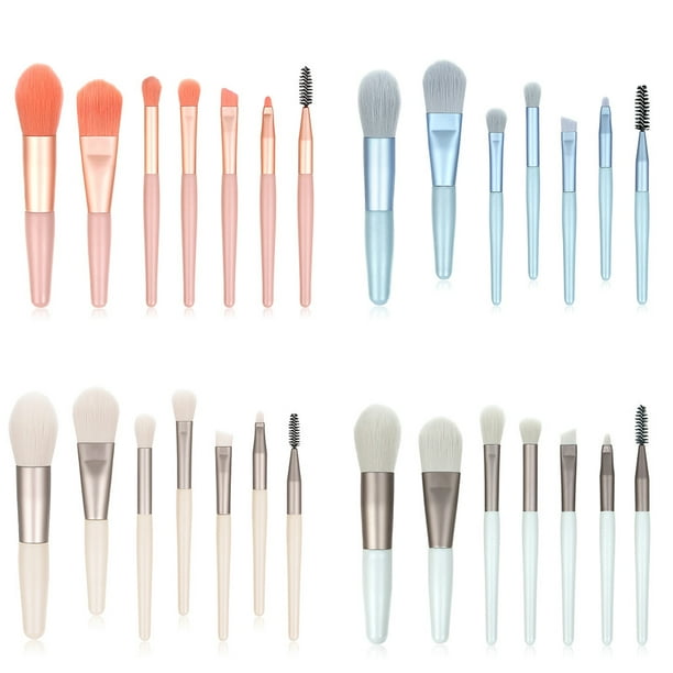 Fiudx Juego de 7 Brochas de Maquillaje, Brocha para Sombras de Ojos, Brocha para Polvos Sueltos, Herramientas de Belleza.