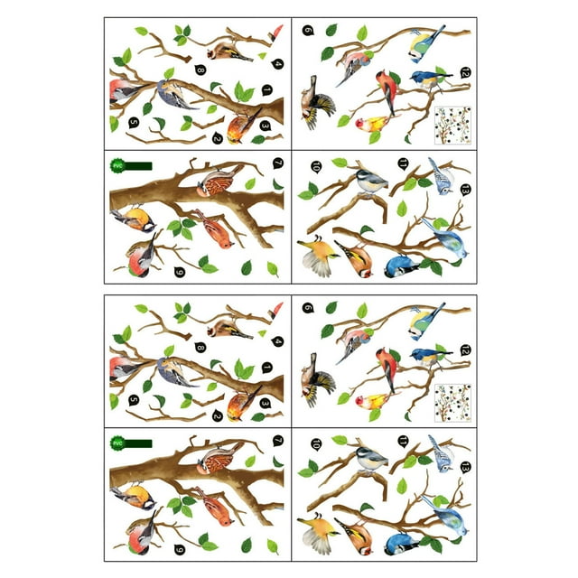 2 juegos de pegatinas de pared de pájaro rama dormitorio sala de estar Oficina decoración de ventanas pegatinas de pared de pvc