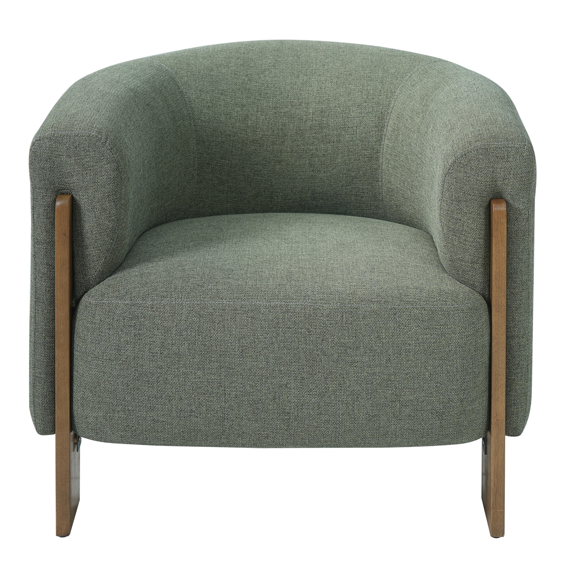 Christopher Knight Home Mid-Century Modern Barrel Accent Chair, Chenille Upholstery, Wood Legs, Green