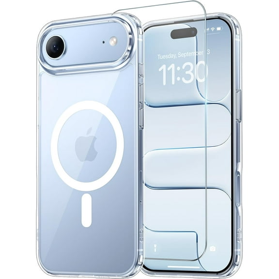 for iPhone Air Case Clear with Screen Protector, [Compatible with Magsafe][Anti-Yellowing][Military-Grade Protection] Shockproof Slim Magnetic Phone Case Cover, Transparent