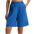 thumbnail image 2 of Dolkfu Women Shorts High Waist Wide Leg Burmuda Shorts Elastic Baggy Blue Shorts for Women S, 2 of 8