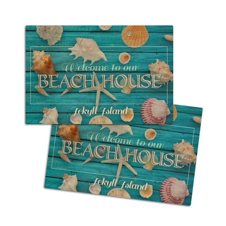 

Jekyll Island Georgia Welcome to Our Beach House (4x6 Birch Wood Postcards 2-Pack Stationary Rustic Home Wall Decor)