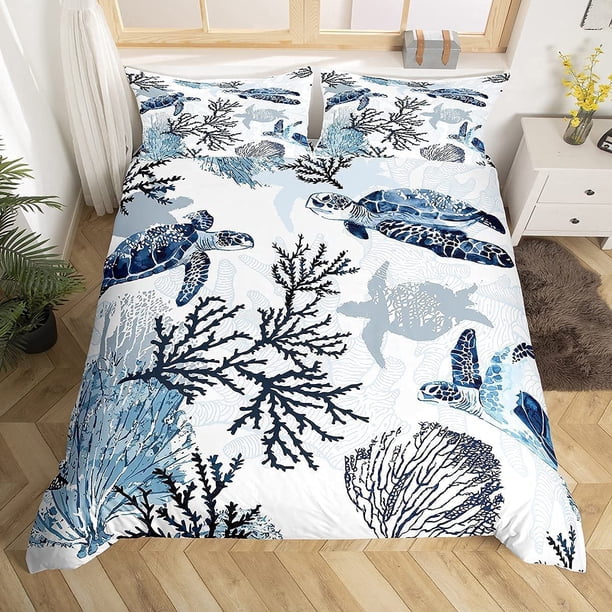 Set Queen Size for Kids Boys Girls Teens Ocean Beach Decor Funda de edredón