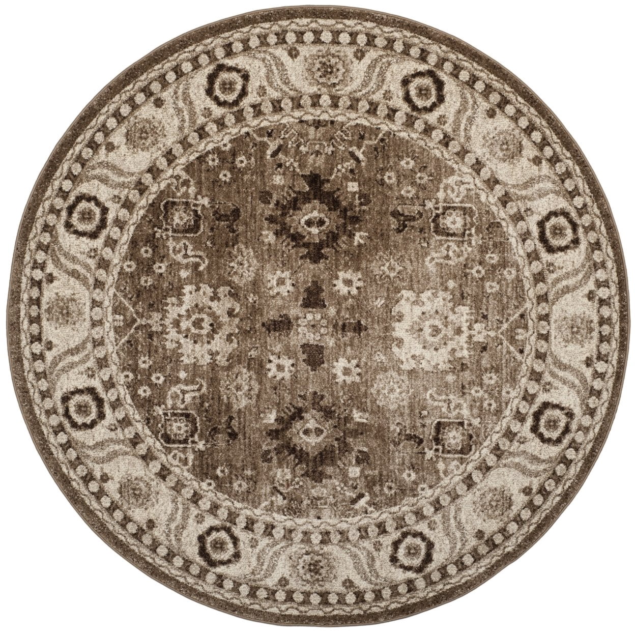 SAFAVIEH Vintage Hamadan Pema Traditional Area Rug, Taupe, 5'3" x 5'3" Square