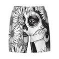 thumbnail image 4 of Lsque Mens Swim Trunks Floral Sugar Skull Portrait Pattern - Bathing Suit Compression Liner - Beach Swim Shorts Swimwear - (S-3XL) - Stretch Quick Dry -3X-Large, 4 of 9