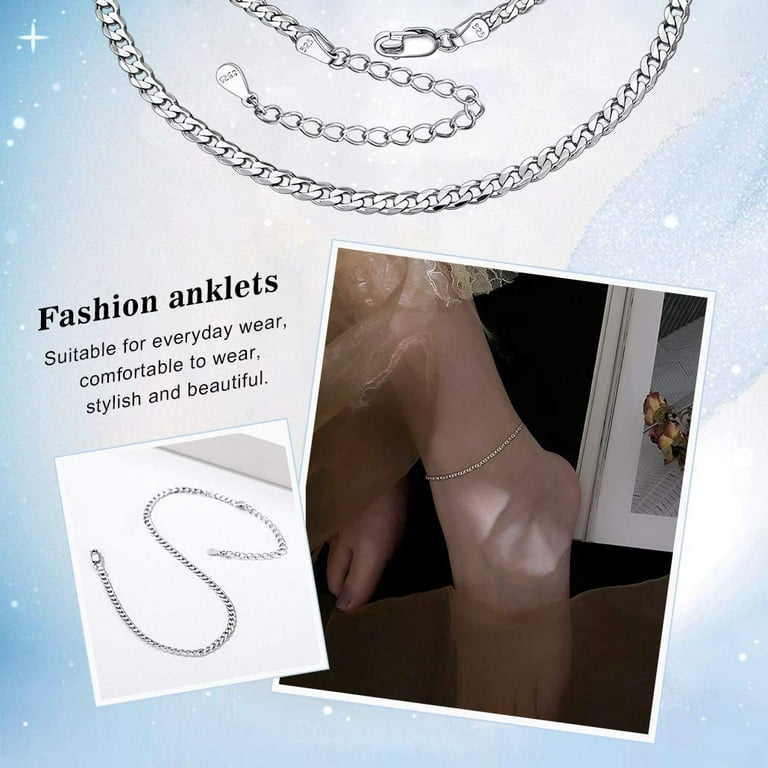 Cuban link outlet silver anklet