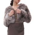 thumbnail image 2 of Amazhiyu Women's Faux Fur Cropped Coat Long Sleeve Open Front Winter Jacket, 2 of 6