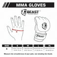 thumbnail image 6 of Beast Power Gear Men Women MMA Gloves for Sparring, Open Palm Design, PU Leather, Black, 16 oz, 6 of 6