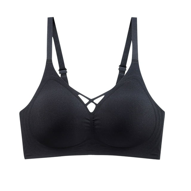 LOVZFMLL Bras for Women Fashion Women Large Size Solid Color No Rims Fixed Cup Gathering Daily Bra Black XL