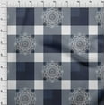 thumbnail image 4 of oneOone Cotton Poplin Twill Dusty Blue Fabric Asian Block With Check Craft Projects Decor Fabric Printed By The Yard 56 Inch Wide, 4 of 4