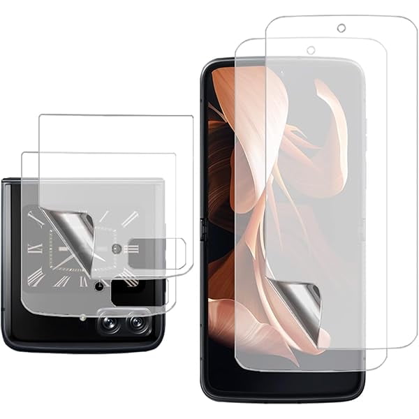 xixishop (2 Sets 4 Pack For Moto Razr Plus 2023 2 Pack Inner Screen Protector + 2 Pack Outer Screen Protector Soft TPU Film for Motorola Moto Razr+ 2023 (Matte)