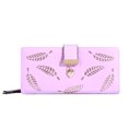 thumbnail image 1 of Cartera de mujer, cartera con hojas huecas, cartera estilo coreano con cremallera doble, tarjetero largo, cartera de mano, 1 of 6