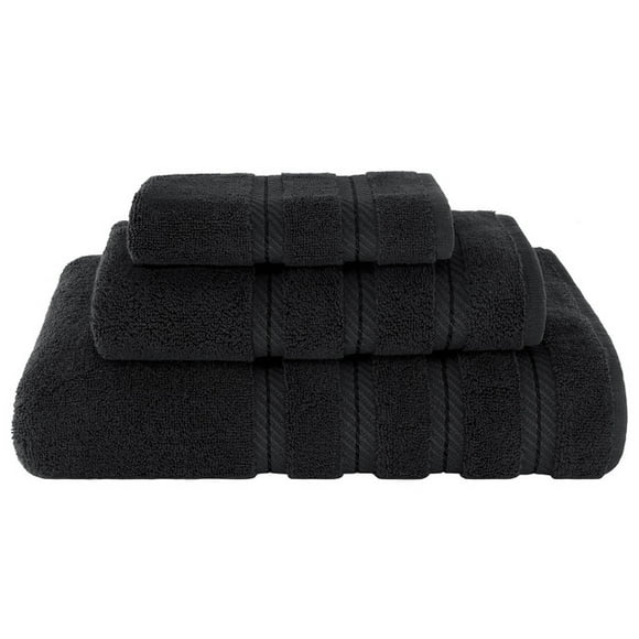 American Soft Linen Ensemble de 3 Pcs, Serviettes en Coton Turc 100 % Véritable de Qualité Supérieure et de Luxe - Noir