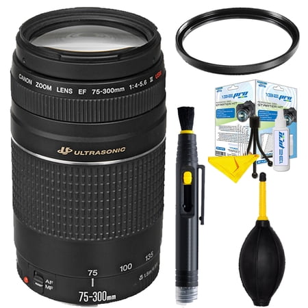 Canon EF 75-300mm f/4-5.6 III Lens + Accessory bundle