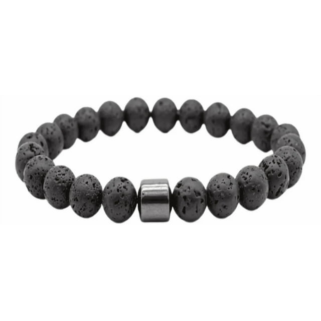 Pulsera Con Hematita Y Piedras Naturales Energia Proteccion Color Piedra Volcanica Xtellar negro