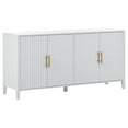 thumbnail image 3 of 63.1''Modern 4-Vertical Wavy Slatted Doors Sideboard,Storage Cabinet With Adujustable Shelf, Solid Wood Legs with Painted,Metal Handles,for Dining Room,Living Room, Kitchen, or Entryway(White), 3 of 6
