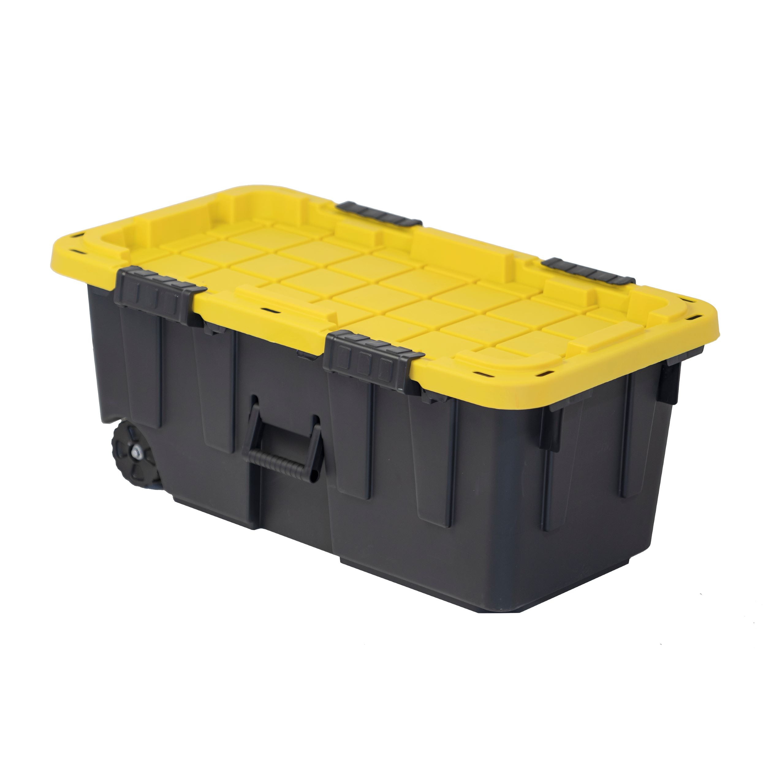 Tough Box 20 Gallon Footlocker Storage Tote with Wheels, Indoor/Outdoor, Heavy Duty, 2 Pack