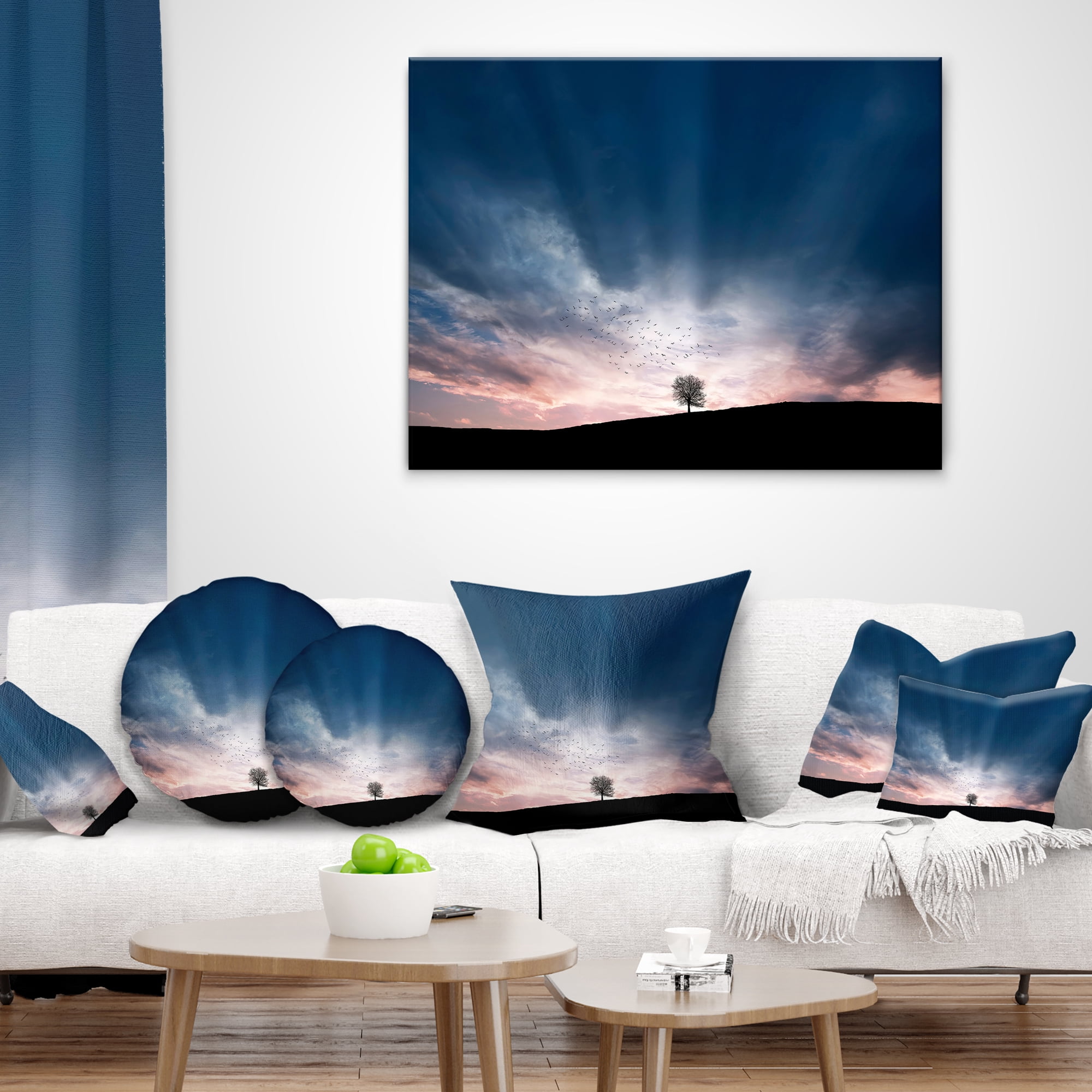 Designart 12" x 20" Multi-color Polyester Throw Pillow