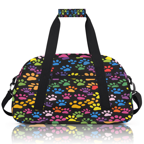 Herdesigns Sports Duffle Bags Travel Duffle Bag Gym Bag Paw Print Colorful Dog Paw Weekender Travel Bag Waterproof Overnight Bag Carry On Travel Tote Bag Dance Bags