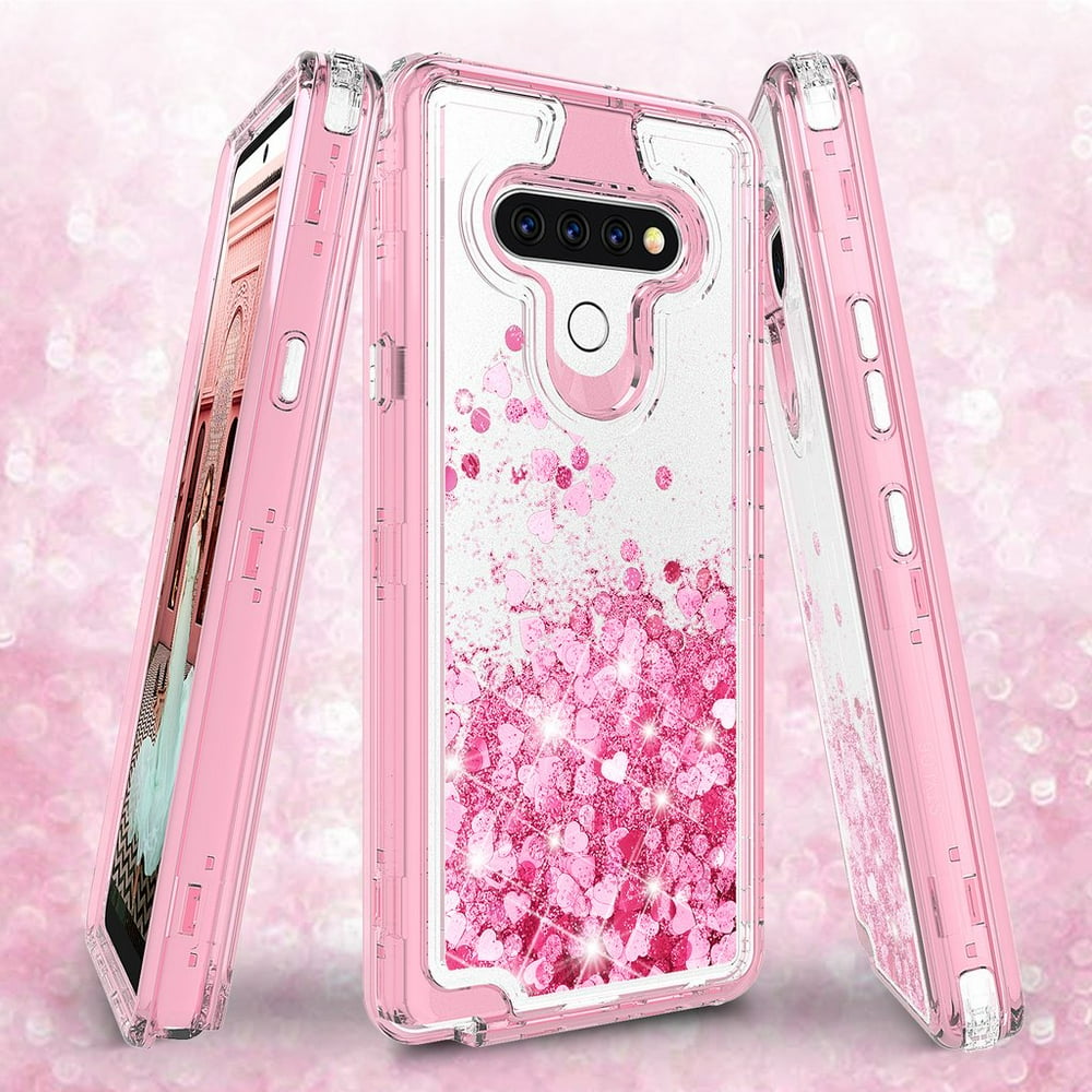 LG Stylo 6 / Stylo 6 Plus Case, Clear Glitter Sparkle Flowing Liquid