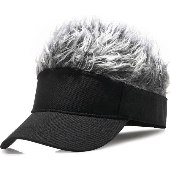 Mens Visor Hat Wig Peaked Baseball Golf Cap with Fake Hair